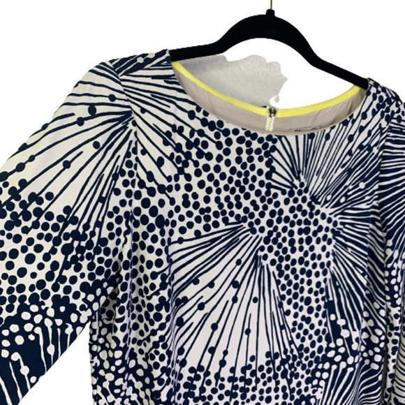 ELIZA J Navy Blue & Yellow Abstract Geometric‎ Print Shift Dress - Picture 3 of 11